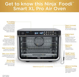 Ninja DT251 Foodi 10-in-1 Smart XL Air Fry Oven, Bake, Broil, Toast, Roast, Digital Toaster, Thermometer, True Surround Convection up to 450°F, includes 6 trays & Recipe Guide, Silver