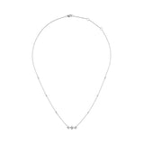 10K White Gold Bezel Set Princess Diamond 3 Stone Kite Shape and Station Necklace (H-I Color, SI2-I1 Clarity) - 18" Inches