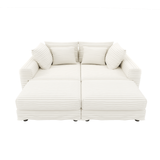 104.3 ' Plush Corduroy 4-Seat Sofa, Modern Comfy Upholstered Sofa Cloud Couch, Deep Seat Couches with Soft Pillows and 2 Ottomans, Convertible Sofa Lounge Chair, for Living Room,Apartment,Office,Beige