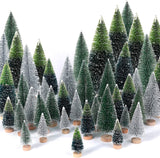 30Pcs Christmas Decorations Mini Christmas Trees, Artificial Christmas Tree Bottle Brush Trees with Wooden Base for Christmas Decor Christmas Party Home Table Craft