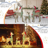 58 Inch 3D Gold Large Lighted Christmas Deer Decorations 3-Piece Outdoor Holiday Decorations Reindeer Set with 210 Warm White LEDs, Large Yard Display for Garden, Storefront