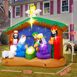 8FT Christmas Inflatables Nativity Scene, Blow Up Christmas Nativity Scene, LED Lighted The Birth of Jesus Scene Inflatables Decor, Christmas Outdoor Inflatable Decor for Xmas Yard Lawn Patio