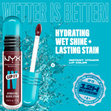 NYX PROFESSIONAL MAKEUP Lip IV Hydrating Glossy Lip Stain with 12HR Hydration - Drippin In Rose (Pink)