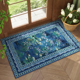 Rugcomf 4x6 Rug for Bedroom Impressionist-Style Vintage Washable Rugs Non Slip Low Pile Small Carpet for Bedside Kids Room Office Dining Room, Green