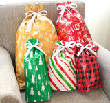 JOYIN 36 PCS Christmas Drawstrings Gift Bags Assorted Sizes(Large Medium Small), Xmas Reusable Plastic Bag for Presents Wrapping, Holiday Party Favors