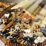 Thyle 20 Pcs Christmas Nativity Scene Manger Shed Kits Miniature Stable for Christmas Nativity Table Top Decor Including Thatched Roof, Fence, Farm Animals, Hay Bales & Tools Firewood Pile Cow