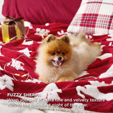 Bedsure Christmas Throw Blanket for Couch - Christmas Decorations Gifts for Women, Warm Sherpa Deer Throw Blanket, Red 50"x60"