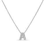 10K White Gold Diamond Accent "A" Initial Bubble Pendant Necklace