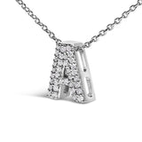 10K White Gold Diamond Accent "A" Initial Bubble Pendant Necklace