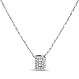 10K White Gold Diamond Accent "A" Initial Bubble Pendant Necklace
