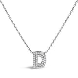 10K White Gold Diamond Accent "A" Initial Bubble Pendant Necklace