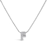 10K White Gold Diamond Accent "A" Initial Bubble Pendant Necklace