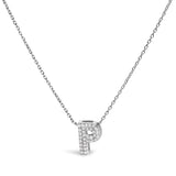 10K White Gold Diamond Accent "A" Initial Bubble Pendant Necklace