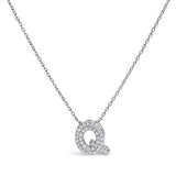 10K White Gold Diamond Accent "A" Initial Bubble Pendant Necklace