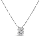10K White Gold Diamond Accent "A" Initial Bubble Pendant Necklace