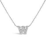10K White Gold Diamond Accent "A" Initial Bubble Pendant Necklace
