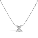 10K White Gold Diamond Accent "A" Initial Bubble Pendant Necklace