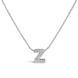 10K White Gold Diamond Accent "A" Initial Bubble Pendant Necklace