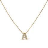 10K White Gold Diamond Accent "A" Initial Bubble Pendant Necklace
