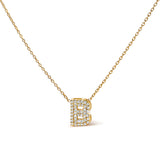 10K White Gold Diamond Accent "A" Initial Bubble Pendant Necklace