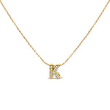 10K White Gold Diamond Accent "A" Initial Bubble Pendant Necklace