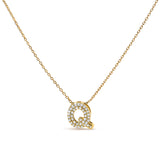 10K White Gold Diamond Accent "A" Initial Bubble Pendant Necklace