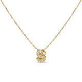 10K White Gold Diamond Accent "A" Initial Bubble Pendant Necklace