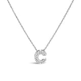 10K White Gold Diamond Accent "A" Initial Bubble Pendant Necklace