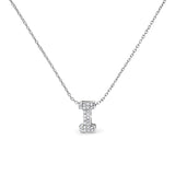 10K White Gold Diamond Accent "A" Initial Bubble Pendant Necklace