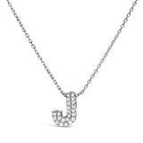 10K White Gold Diamond Accent "A" Initial Bubble Pendant Necklace