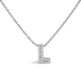 10K White Gold Diamond Accent "A" Initial Bubble Pendant Necklace