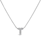 10K White Gold Diamond Accent "A" Initial Bubble Pendant Necklace