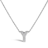 10K White Gold Diamond Accent "A" Initial Bubble Pendant Necklace