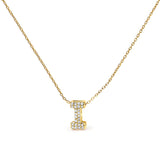 10K White Gold Diamond Accent "A" Initial Bubble Pendant Necklace