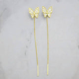 925 Silvery Post Yellow Alloy Butterfly Earrings