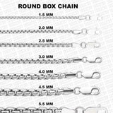 925 Solid Italian Silver Round Box Necklace