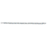 .925 Sterling Silver 16.0 Cttw Oval Blue Topaz and Diamond Accent Tennis X Link Bracelet (I-J Color, I1-I2 Clarity) - Size 7" Inch