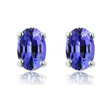925 Sterling Silver 2.00ct Genuine Tanzanite Oval Stud Earrings