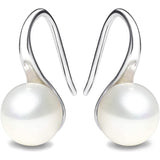 925 Sterling Silver 7.5-8mm White Freshwater Cultured Pearl Dangle Drop Earrings
