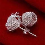 925 Sterling Silver Braided Ball Earrings
