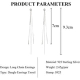 925 Sterling Silver Dangle Chain Tassel Earrings
