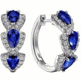 925 Sterling Silver Hoop Earrings with Synthetic Cubic Zirconia