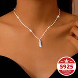 925 Sterling Silver Necklace Three Vertical Synthetic Zirconia Pendants