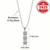 925 Sterling Silver Necklace Three Vertical Synthetic Zirconia Pendants