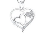 925 Sterling Silver Rhodium 1.1mm Cable Chain Lobster Clasp 0.05ct Diamond Open Love Heart Necklace 18 Inch Jewelry Gifts for Women