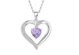 925 Sterling Silver Rhodium 1.1mm Cable Chain Lobster Clasp 0.05ct Diamond Open Love Heart Necklace 18 Inch Jewelry Gifts for Women