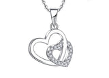925 Sterling Silver Rhodium 1.1mm Cable Chain Lobster Clasp 0.05ct Diamond Open Love Heart Necklace 18 Inch Jewelry Gifts for Women