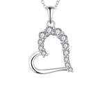 925 Sterling Silver Rhodium 1.1mm Cable Chain Lobster Clasp 0.05ct Diamond Open Love Heart Necklace 18 Inch Jewelry Gifts for Women