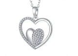 925 Sterling Silver Rhodium 1.1mm Cable Chain Lobster Clasp 0.05ct Diamond Open Love Heart Necklace 18 Inch Jewelry Gifts for Women