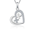 925 Sterling Silver Rhodium 1.1mm Cable Chain Lobster Clasp 0.05ct Diamond Open Love Heart Necklace 18 Inch Jewelry Gifts for Women
